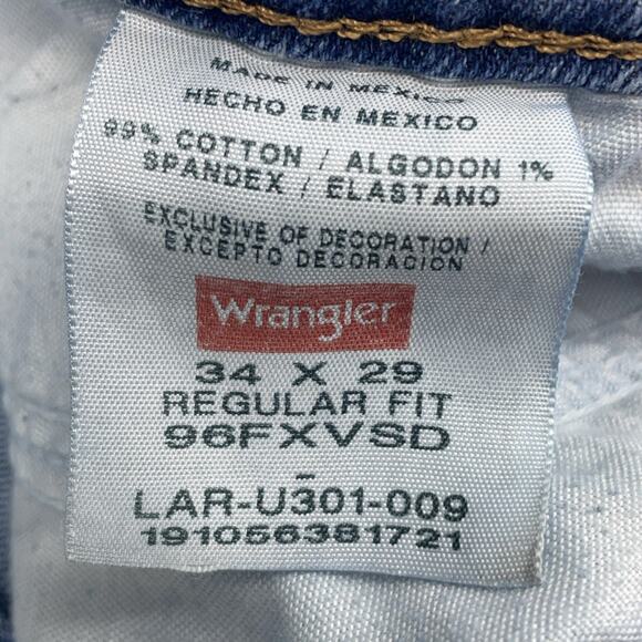 Wrangler Regular Fit Mens 34 x 29 (33 x 28.5 Actually) Denim Jeans 96FXVSD - Picture 7 of 9